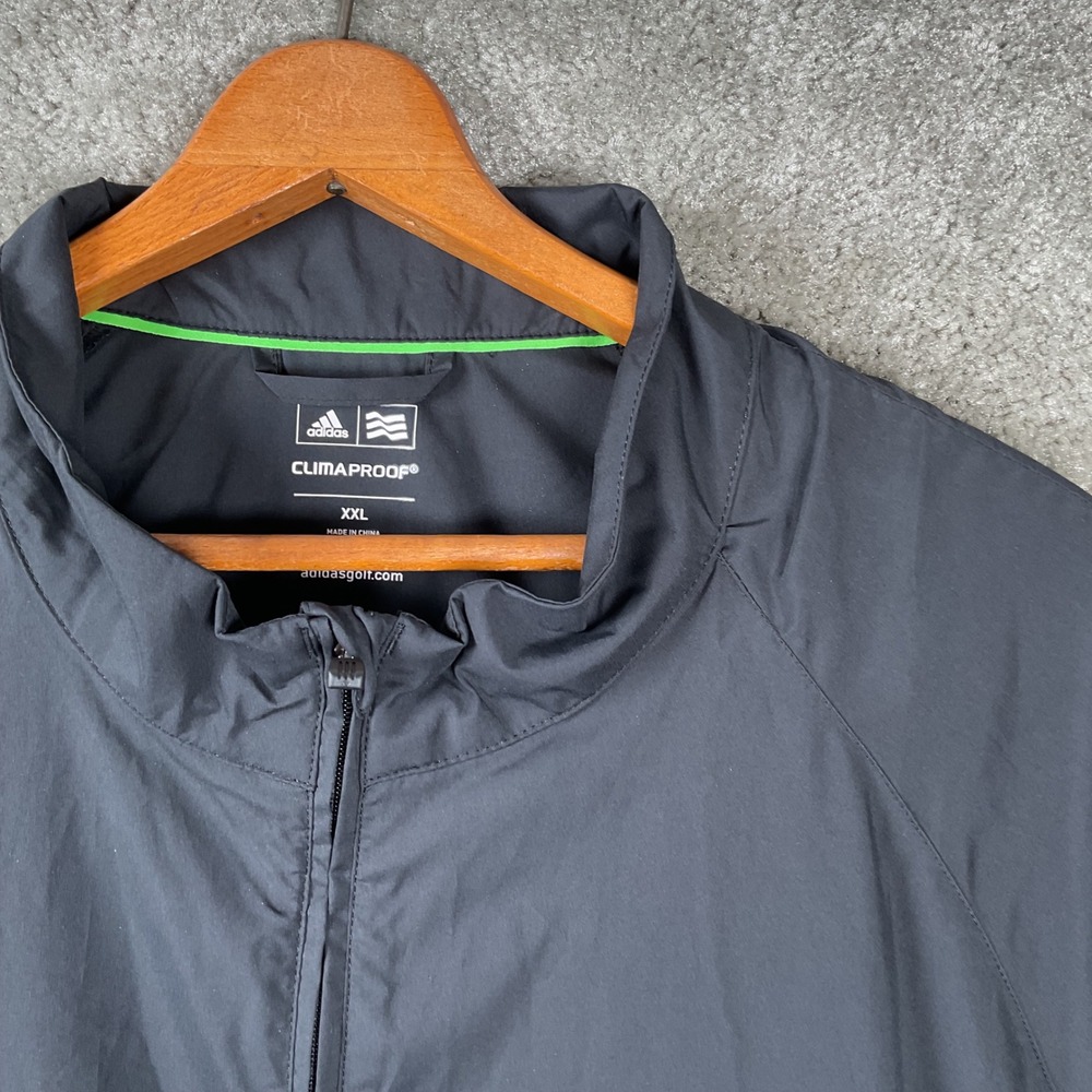 Adidas Golf Windbreaker Mens XXL Black ClimaProof Quarter Zip Jacket X26103